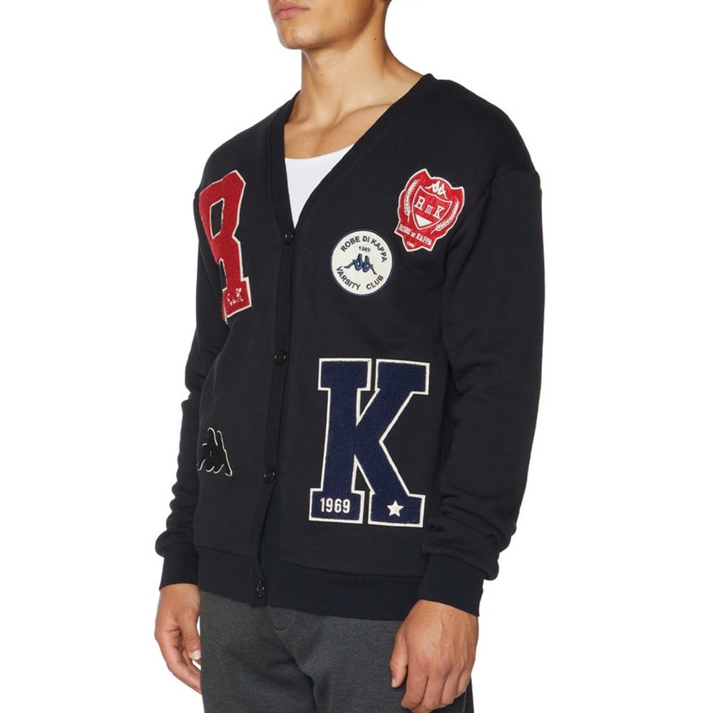 Kappa Robe Giovani Sea Cardigan jet black Embroidered felt patches XL NWT - Picture 2 of 10